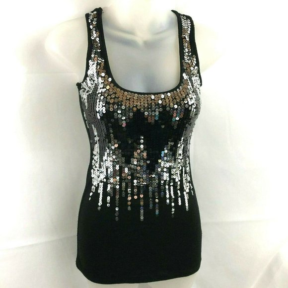 Wildcat Sleeveless Racer Back Top XS Black Sequins Pullover - Picture 1 of 8